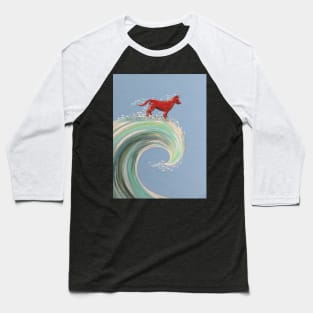 Red dog surfing Baseball T-Shirt